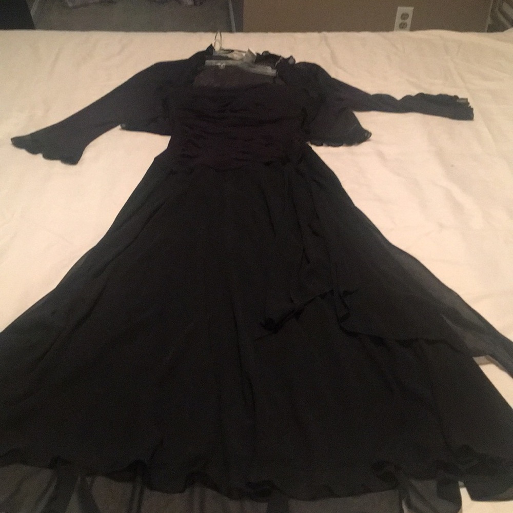 Black cocktail dress with matching jacket